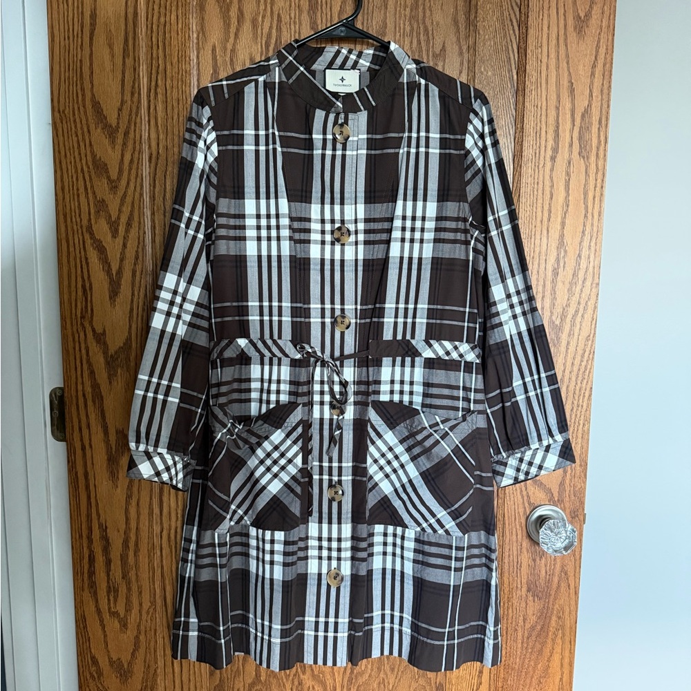 Tuckernuck Brown and White Plaid Button-Up Dress